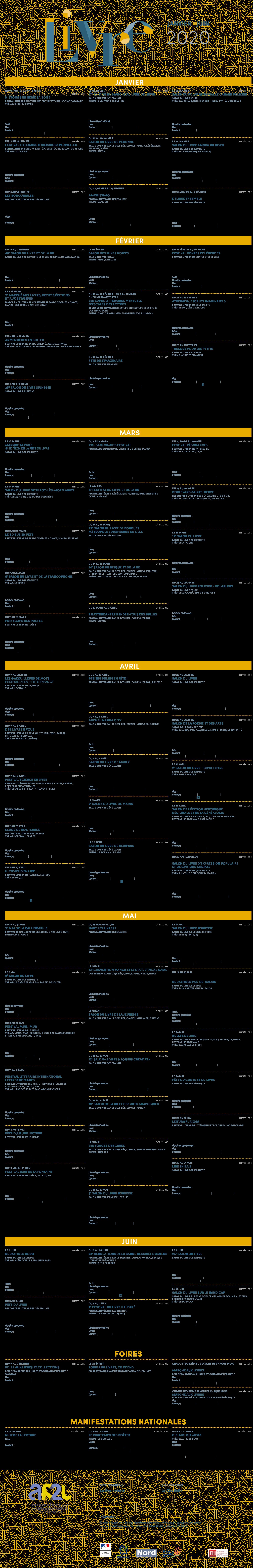 AR2L Agence régionale du Livre et de la Lecture: le calendrier des évènements 1er semestre 2020